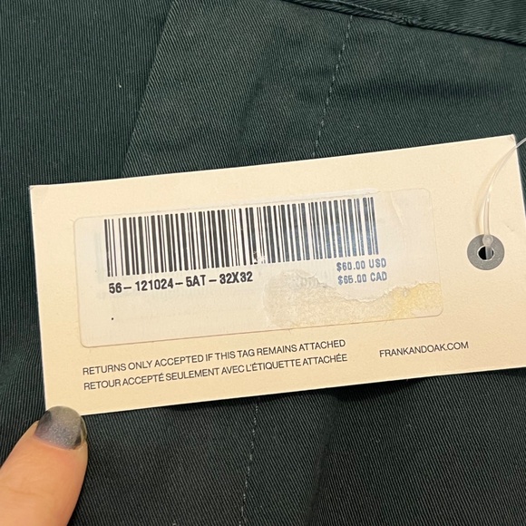 Frank And Oak Men’s Green Chino Pants Newport Straight Leg Cotton 32x32 NWT - Picture 4 of 12